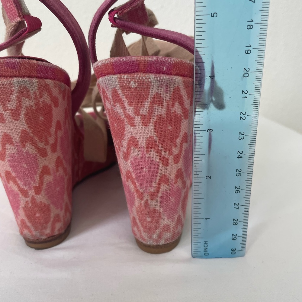 Stuart Weitzman Pink Lace Up Platforms Size 7 - image 3